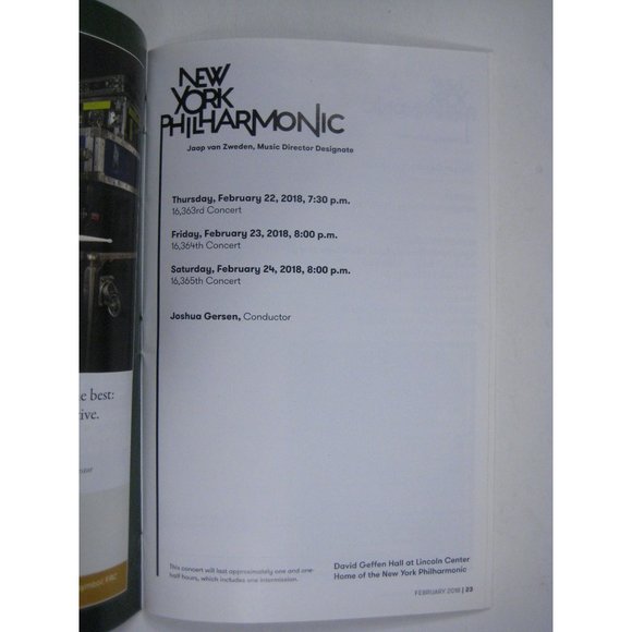 New York Philharmonic Stagebill February 2018 Barber Bernstein Lincoln Center - Picture 3 of 9